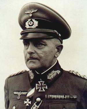 Friedrich Franek pictured as a Wehrmacht Generalleutnant. Clearly visible in the photograph are his Knights' Crosses of the both the Maria Theresa Order and the Iron Cross